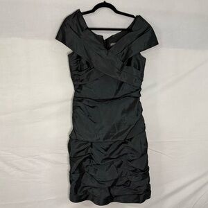 Adrianna Papell Occasions Black Ruched Off Shoulder Cocktail Dress Size 14 LBD